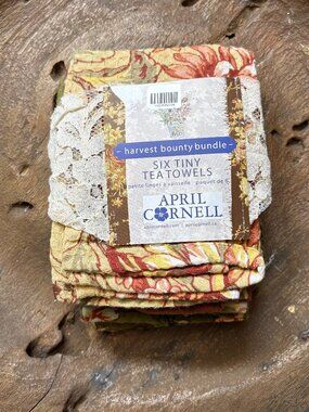 April Cornell set of four (4) tiny tea towels harvest floral autumnal 12" square